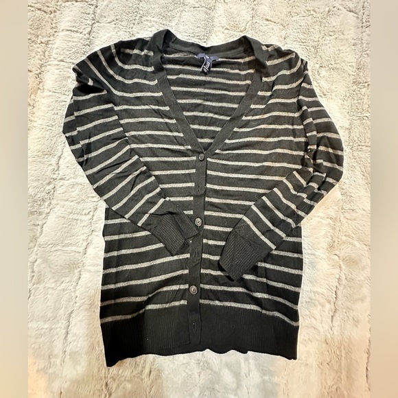 Gap  cárdigan  sweater  with bottoms Black and grey stripes - Picture 2 of 5